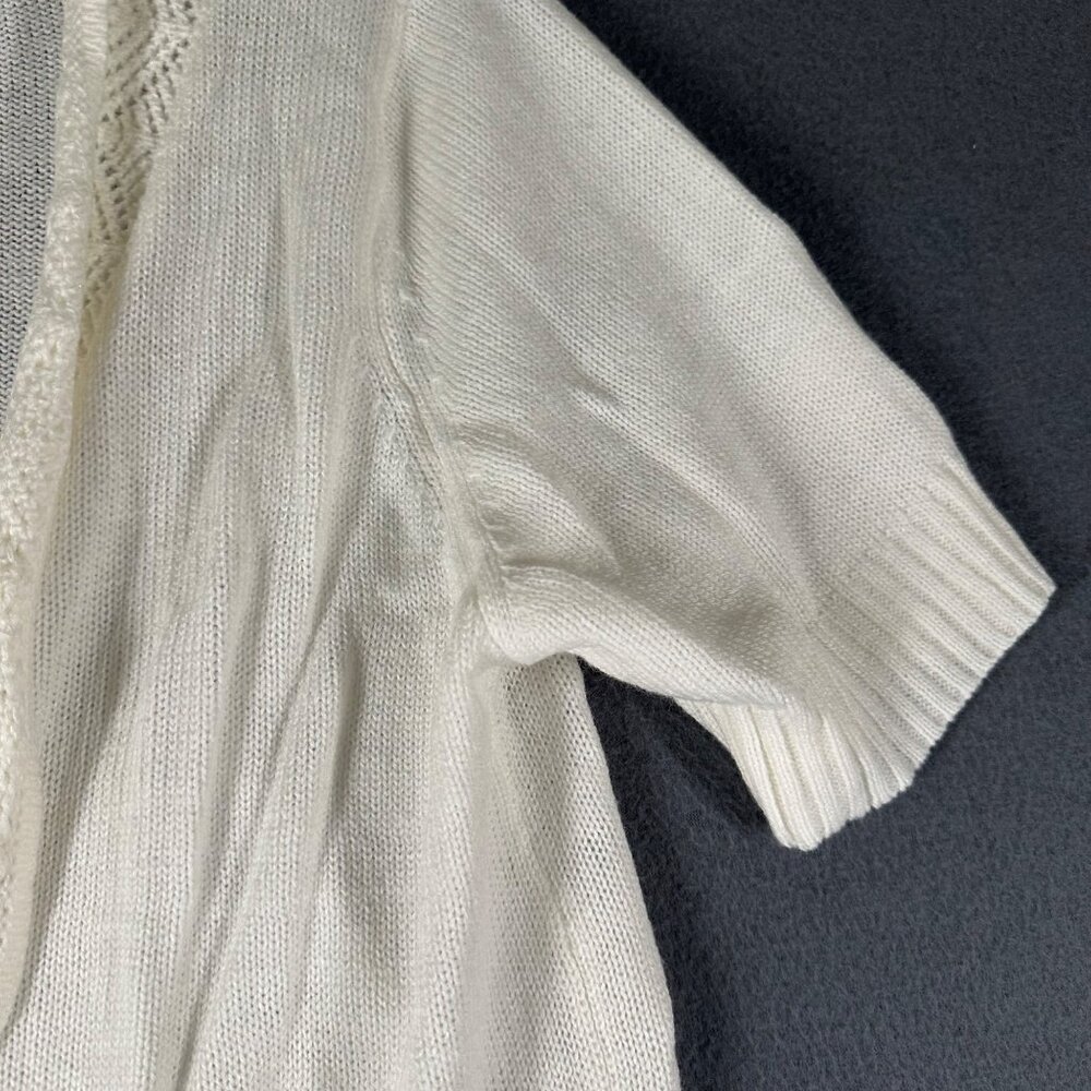 Vtg Blair Womens Medium Cream Scalloped Crochet Shrug Sweater Cardigan‎ - Picture 6 of 8